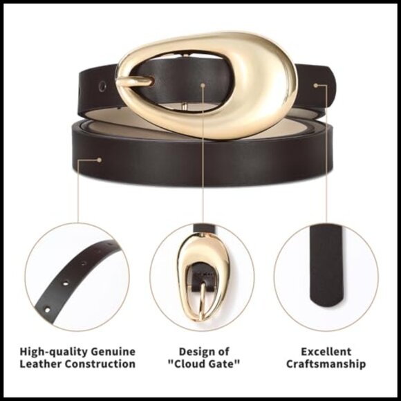 Genuine Leather Belt with Gold Buckle Women\'s Casual Fashion Accessory main image 6
